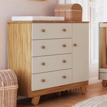 Imagem de Cômoda Infantil 1 Porta 4 Gavetas 100% Mdf 95cm Levy Espresso Móveis A