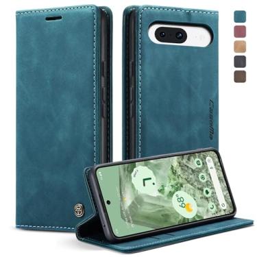 Imagem de Phernykas Capa carteira flip para Google Pixel 8A, capa fólio magnética de couro com suporte para cartão, suporte durável - capa protetora de telefone TPU à prova de choque - verde