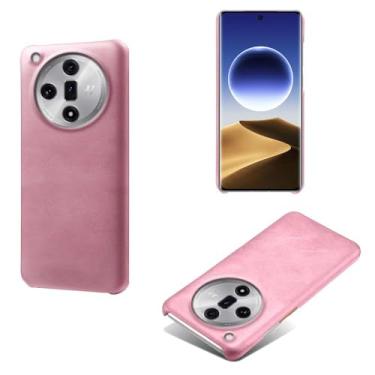 Imagem de Capa para OPPO Find X7,Proteção contra quedas,Casca de volta de cor sólida simples,Design de couro de imitação de plástico-Pink