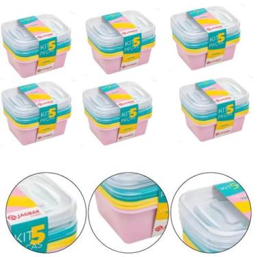 Imagem de Kit 30 Potes Plástico Tampa Organiza Alimentos 750ml Jaguar