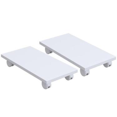 Imagem de Kit 02 Suportes Para Cpu Com Rodízios Cyber L03 Branco - LYAM DECOR