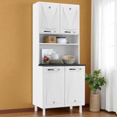 Imagem de Paneleiro em Aço Star New 4 Portas 3 Prateleiras Branco - Telasul, Bra