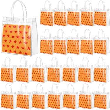 Imagem de Kathfly 24 sacos de presente transparentes com alças, 20 cm x 20 cm x 8 cm pequenos sacos de plástico reutilizáveis para lembrancinhas de festa a granel, sacola de PVC transparente para boutique de