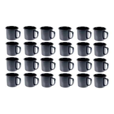 Imagem de Caneca Esmaltada Retro 150Ml Preta Vintage Jogo 24 Pcs