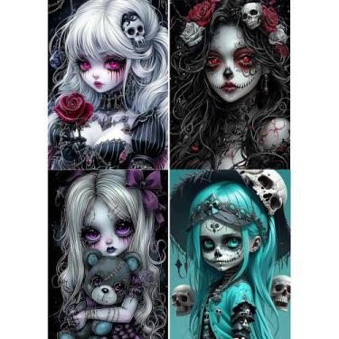 Imagem de Kits de arte com diamantes DAZZLEDOTS Gothic Girl 5D Full Drill 30x40c