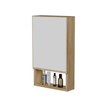 Imagem de Armário para Banheiro com Espelho Tebas Carvalho 34cm - Mercado das Pr