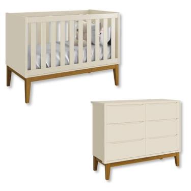 Imagem de Quarto de Bebê Berço + Cômoda 6 Gvts Classic Pés em Madeira - Reller M