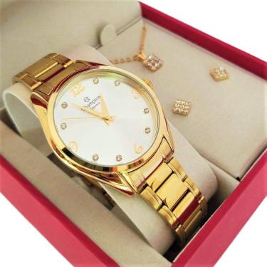 Imagem de Relógio Champion Feminino Kit Com Colar E Brincos Cn25681W