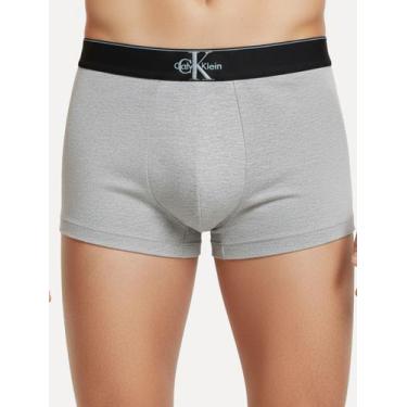 Imagem de Cueca Calvin Klein Low Rise Trunk Cotton New Re Issue Blue Logo Cinza 