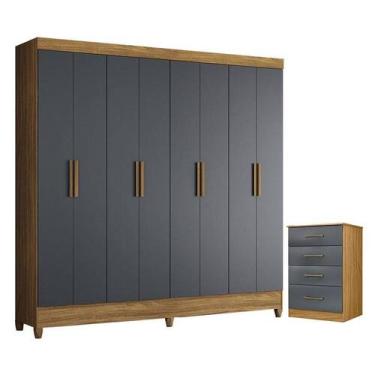 Imagem de Guarda Roupa Casal Marajó e Cômoda MS913 Freijó Cinza  Moval