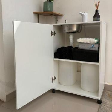 Imagem de Pia Lavatório Móvel Portátil Com Porta e Prateleira, Para Profissionai