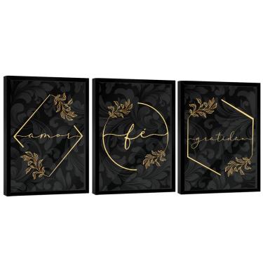 Imagem de Quadro Decorativo Trio Gratidão, Fé e Amor