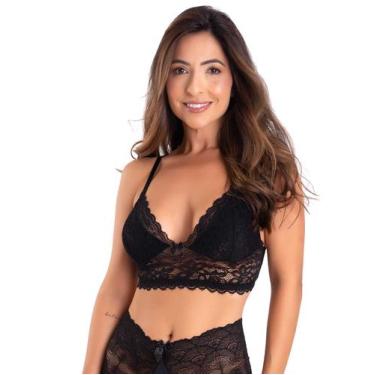 Imagem de Kit 5 Sutiã Cropped de Renda Sem Bojo lingerie feminina blogueira infl