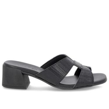 Imagem de Tamanco usaflex salto bloco couro ref al20007 feminino, 38, Preto