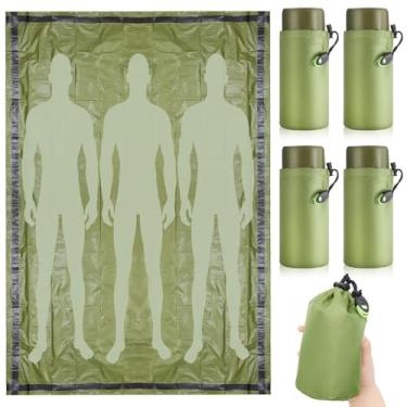 Imagem de Hahafelt Pacote com 4 sacos de dormir de emergência 240 cm x 180 cm à prova d'água saco de dormir de sobrevivência térmico portátil saco de sobrevivência cobertor de emergência equipamento de