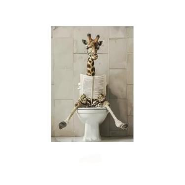 Imagem de Impressão de arte de parede com padrão de girafa, decoração de casa, para banheiro, quarto, pôster, arte de parede, sem molduras, 10 x 15 cm, girafa 007