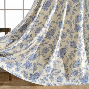 Imagem de ENJOYBRIDAL Cortinas florais de 203 cm para quarto, cortinas semitransparentes, comprimento até o chão, sala de estar, casa de fazenda, painéis de cortina de janela com bolso para varão, vintage