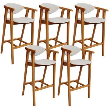 Imagem de Kit 05 Banquetas Alta Para Cozinha Bancada Bar Sala De Jantar Fixa Cec