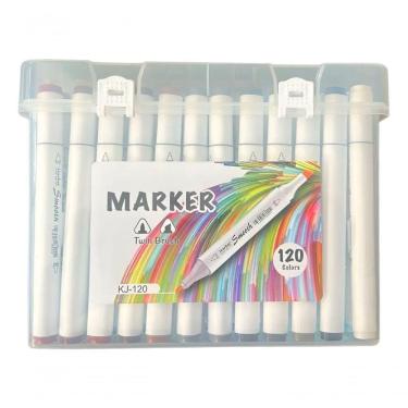 Imagem de Maleta Canetas Marcador Canetinha Ponta Dupla 120 Cores