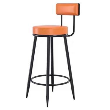 Imagem de TLTDSMY Banquetas de bar Maegan de luxo com altura de balcão assento de couro PU, cadeiras de bar laranja com encosto para balcão de café da manhã, ilha de cozinha, 65 cm/75 cm