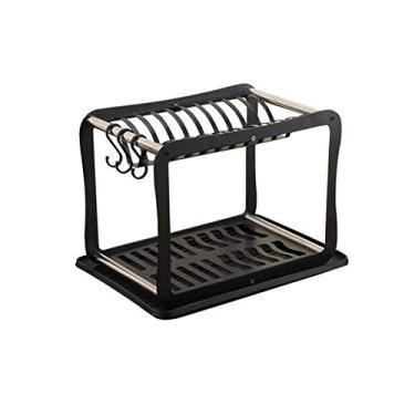 Imagem de AKALNNB Escorredor de pratos de 2 camadas, escorredor, escorredor, suporte para copos, suporte para pauzinhos