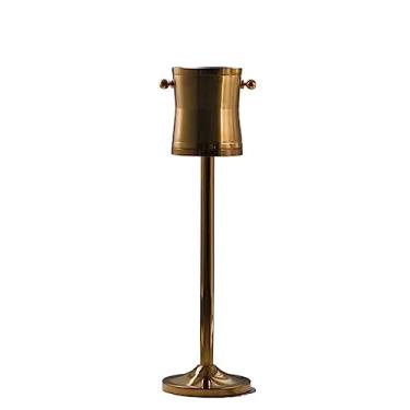 Imagem de Balde de gelo 4L Balde de gelo com suporte dourado aço inoxidável parede dupla balde de vinho e suporte para cerveja, vinho, champanhe e mais mantém o gelo frio e seco