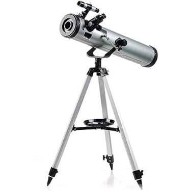 Imagem de Telescópio refrator de 76 mm com tripé e mira localizadora, melhores telescópios planetas, telescópio astronômico refratário para iniciantes, pouca luz, à prova d'água HD