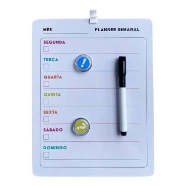 Imagem de Lousa Magnética Planner Semanal Com Imã E Caneta Com Apagador Planejam