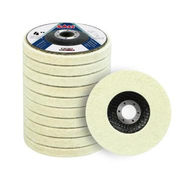 Imagem de Disco de roda de polimento de feltro de lã para rebarbadora de 4 poleg