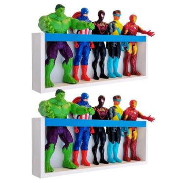 Imagem de Kit 2 Prateleiras Bonecos Heróis Barbie Estante Brinquedos Infantis Pe