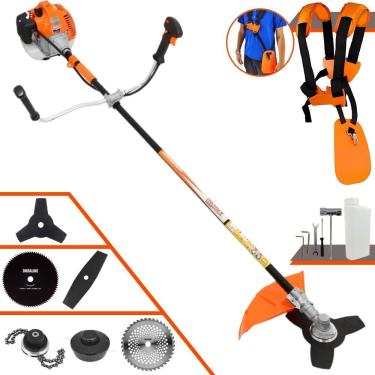 Imagem de Roçadeira À Gasolina VR520H 52cc 2,5HP Alta Performance Com Carretel e Faca 3 Pontas + EXTRA Faca 2 Pontas, Faca 40 Dentes, Faca 80 Dentes e Trimmer