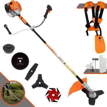 Imagem de Roçadeira Robusta Vulcan VR520H À Gasolina 2 Tempos 52cc 10.000rpm 2,5HP Completa 5 Opções de Corte Com Facas 2 Pontas, 3 Pontas, 6 Pontas e 80 Dentes