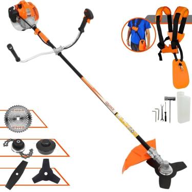 Imagem de Máquina de Corta Grama Vulcan VR520H À Gasolina 2T 52cc 2,5HP 10.000rpm Multifunções Profissional Completa Com Carretel de Nylon + 4 Lâminas de Corte