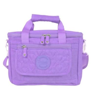 Imagem de Lancheira Térmica Juvenil Rabisk Colors RK4105 Impermeável Preta, Lilá