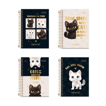 Imagem de Caderno espiral 1/4 capa dura 80 folhas cute cat cadersil, SORTIDOS