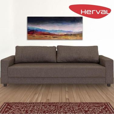 Imagem de Sofá 4 Lugares Herval Clean Linho Marrom, 230 cm