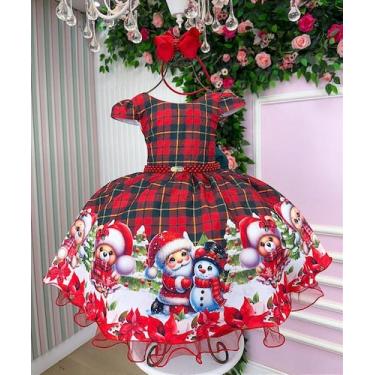 Imagem de Vestido Banana Club Ursinho Natalino - Natal - Estampa Exclusiva, Verm