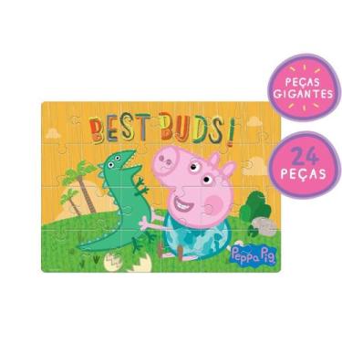 Imagem de Quebra cabeça gigante 24 peças peppa pig george e seu melhor amigo - m