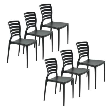 Imagem de Conjunto 6 Cadeiras Sofia em Polipropileno e Fibra de Vidro Preta Tramontina