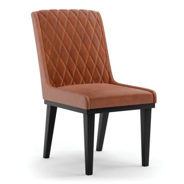 Imagem de Cadeira Sala de Jantar Base Madeira Preto Sofia Sintético PU Nozes D03 - D'Rossi