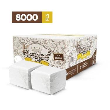 Imagem de 8.000 Folhas Papel Higiênico Cai Cai Folha Dupla Ouroppel 10x20
