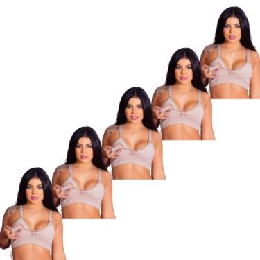 Imagem de Kit 5 Sutiãs de Amamentação Cotton Gestante Pós-Parto Confortável Prát