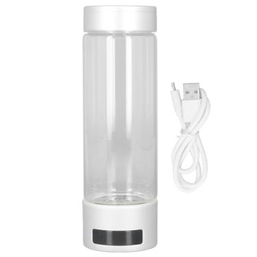 Imagem de Garrafa de água de hidrogênio portátil recarregável gerador de água rica em hidrogênio para exercícios de viagem 400 ml vidro borossilicato transparente (prata)