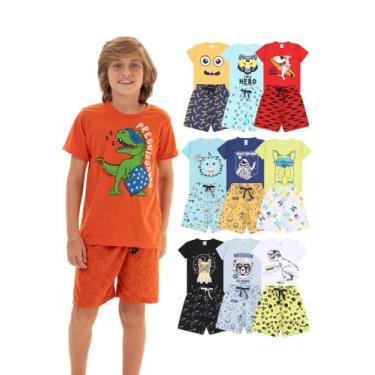 Imagem de Kit 4 Peças de Pijamas Curto Infantis para Meninos bebê Confortáveis e