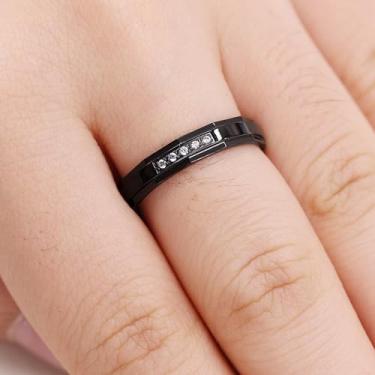 Imagem de Anéis de aço inoxidável de titânio para BF GF - Aliança de casamento com padrão de tijolo preto, ajuste confortável, para homens e mulheres YA4034, Aço inoxidável Zircônia cúbica, Sem pedra preciosa