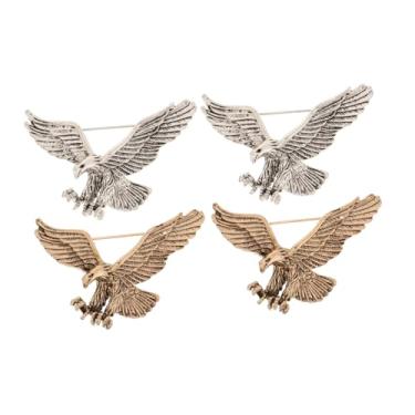 Imagem de Broche de águia vintage, 4 peças, broche de lapela de animal personalizado para mulheres, alfinetes duráveis para roupas, cachecóis, chapéus, presente atraente para aniversários de Natal