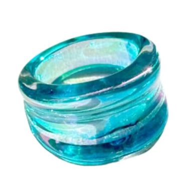 Imagem de XAM Anéis geométricos de resina chique – joia transparente neon para festa feminina e acessórios diários, 7, Metal, Sem pedra preciosa