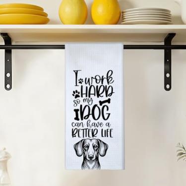 Imagem de Toalhas de cozinha Dachshund 40 x 61 cm, presentes de dachshund para mulheres, amantes de pratos, toalhas de chá, presentes de cachorro Weiner Toalha de mão para cozinha e banheiro