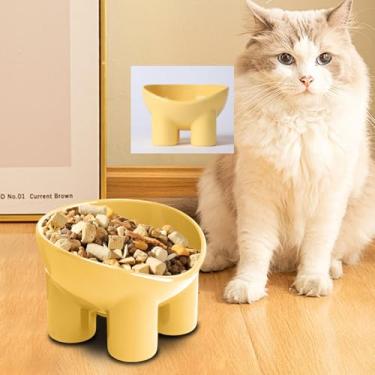 Imagem de Tigela inclinada elevada para gatos – Prato de alimentação ergonômico elevado para cães e gatos pequenos – Tigela antiderrapante para alimentos e água cor macaron