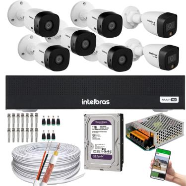 Imagem de Kit 7 Câmeras Intelbras 5 cam Full HD 1080p 2 cam Full color Dvr Intelbras C/Hd Purple 1TB